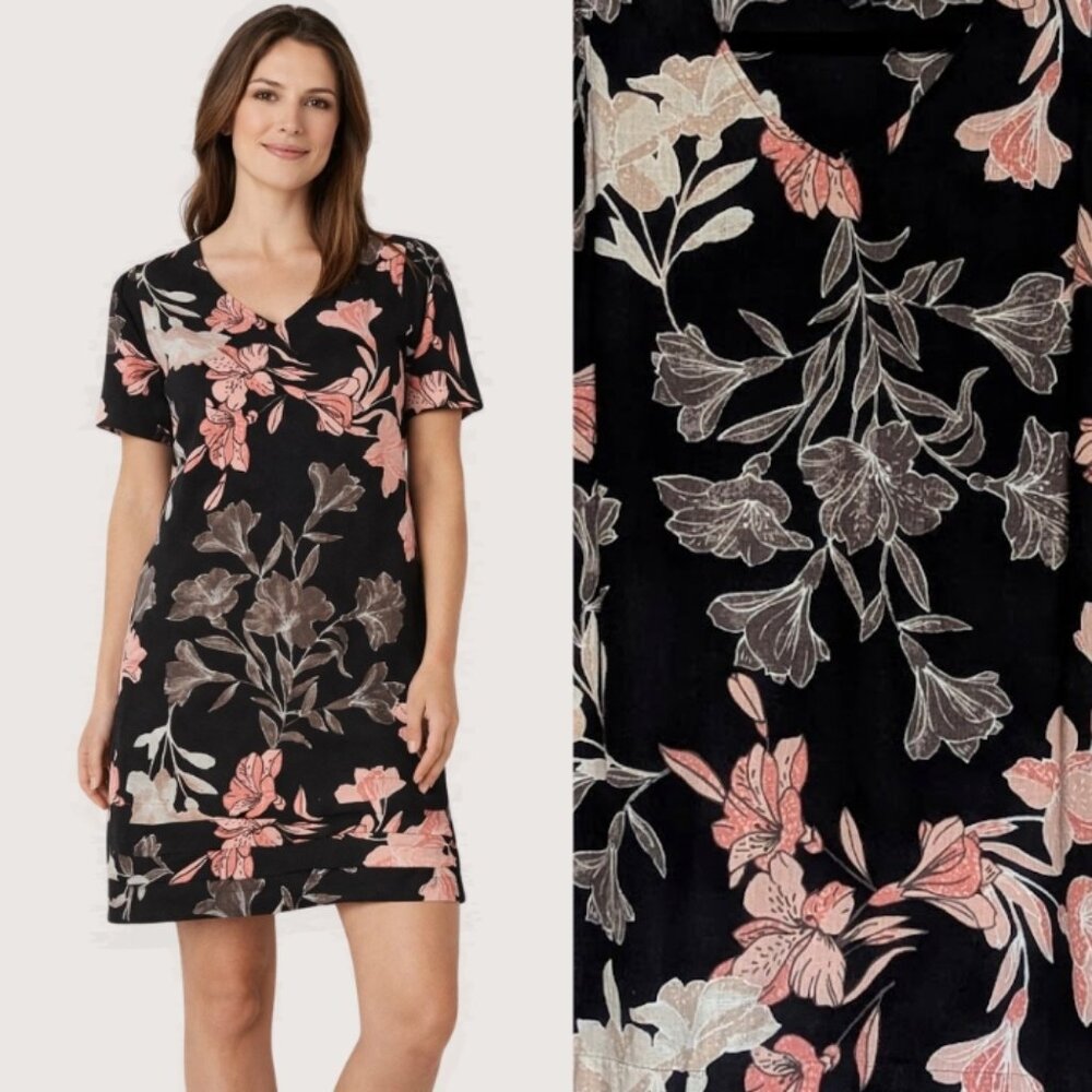 Linen Blend Floral Dress | Nicole Miller Original